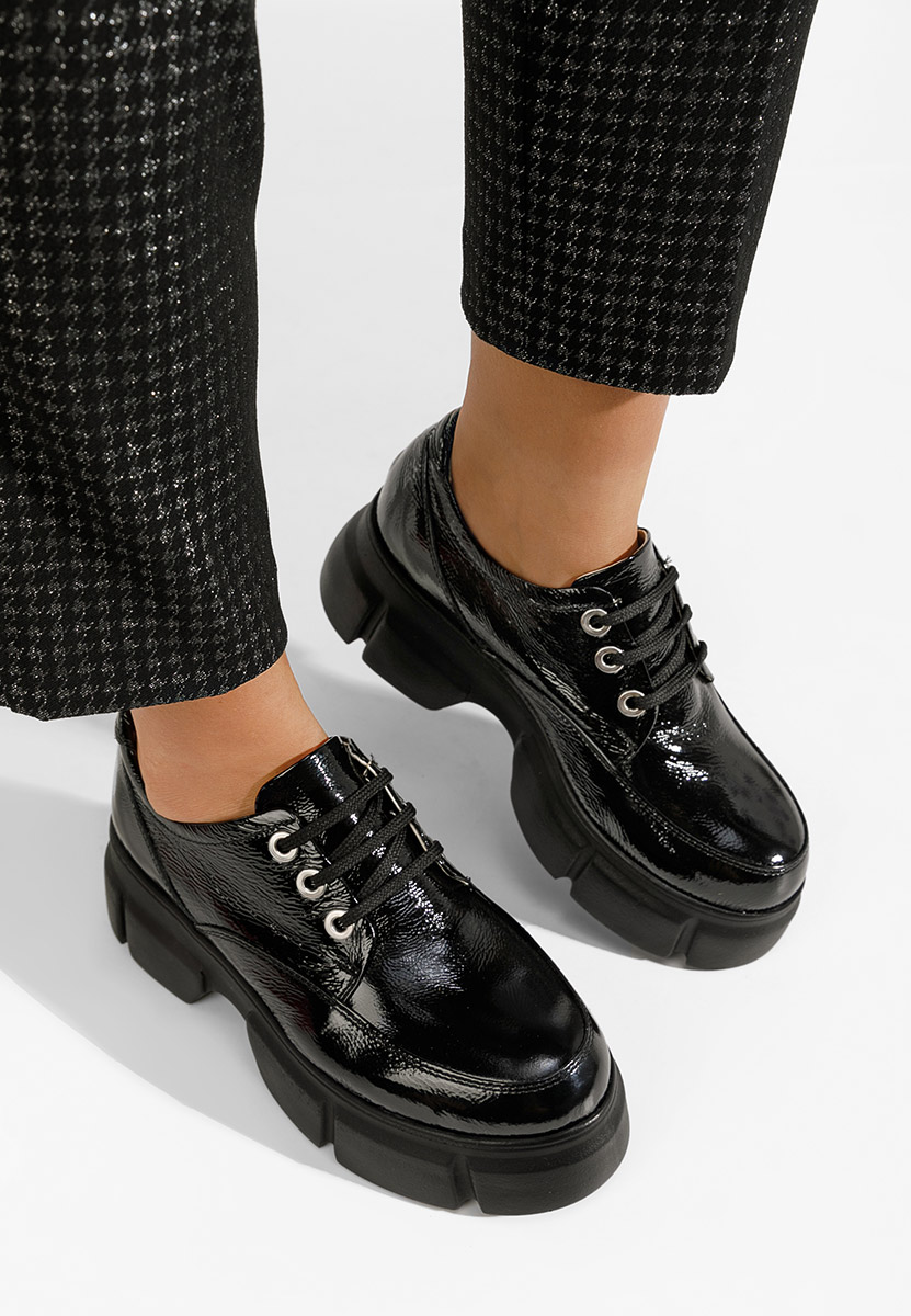 Chaussures casual femme en cuir noirs Disia V3