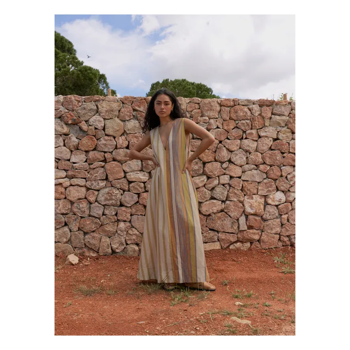 Soleil Soleil Robe Avery Rayures Lin | Marron