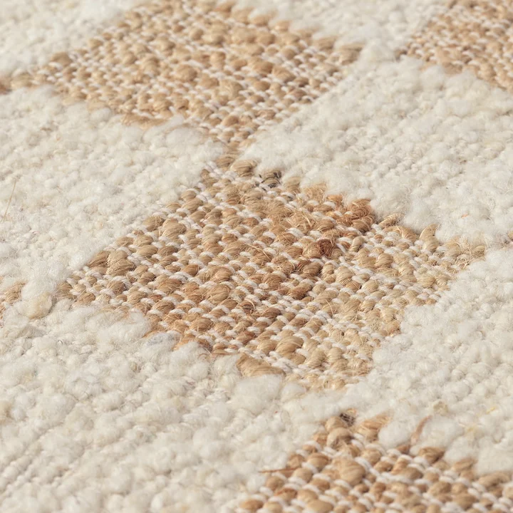 Ferm Living - Check Woll-Jute Teppich, 140 x 200 cm, coffee / natural