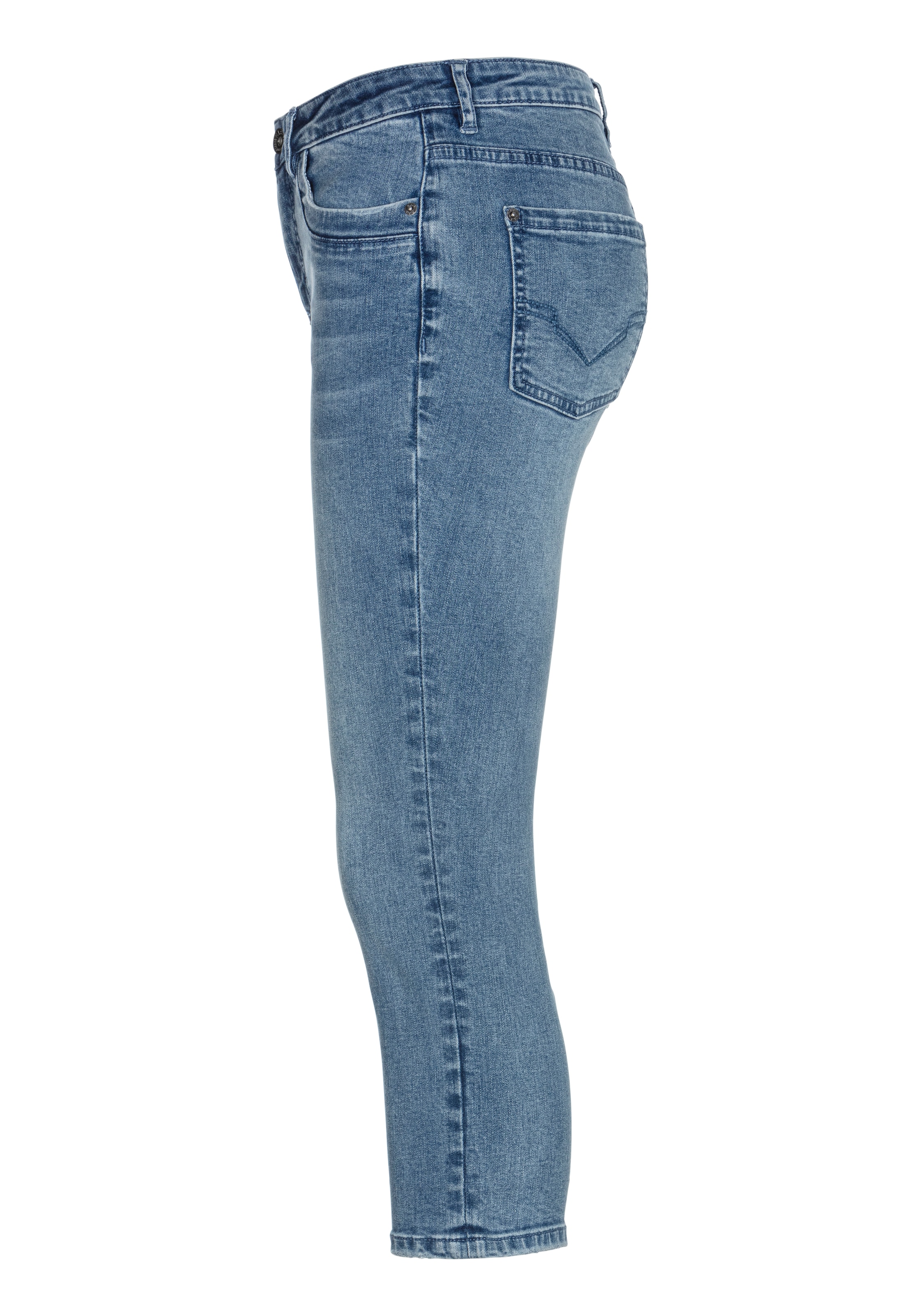 H.I.S Caprijeans , schmale Beinform,  krempelbare Beinabschlüsse,  hohe Leibhöhe