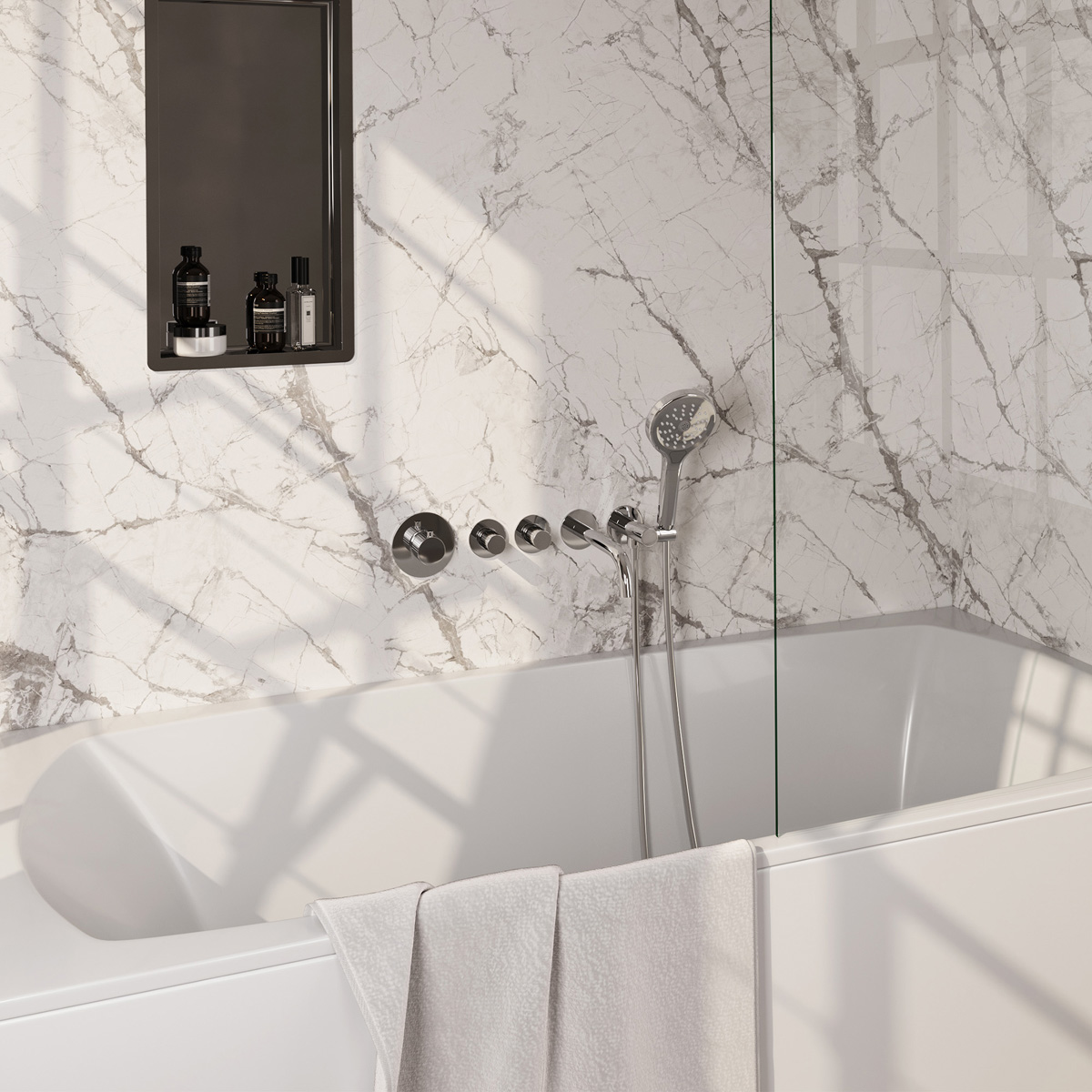 Brauer Stripe inbouw badkraan met 3 standen handdouche chroom