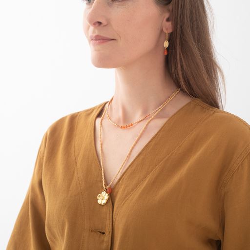 A Beautiful Story Fantasy Halskæde, Carnelian, 60 cm