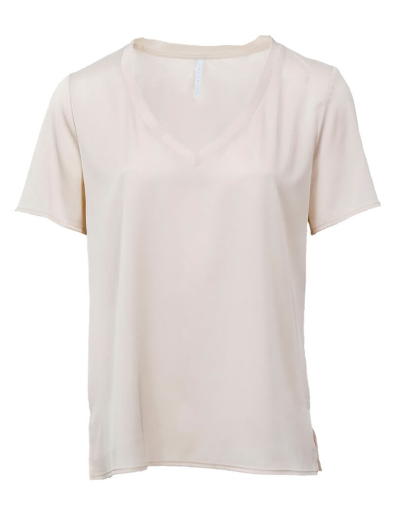 IMPERIAL T-SHIRT FEMME UNI COL V CHAMPAGNE