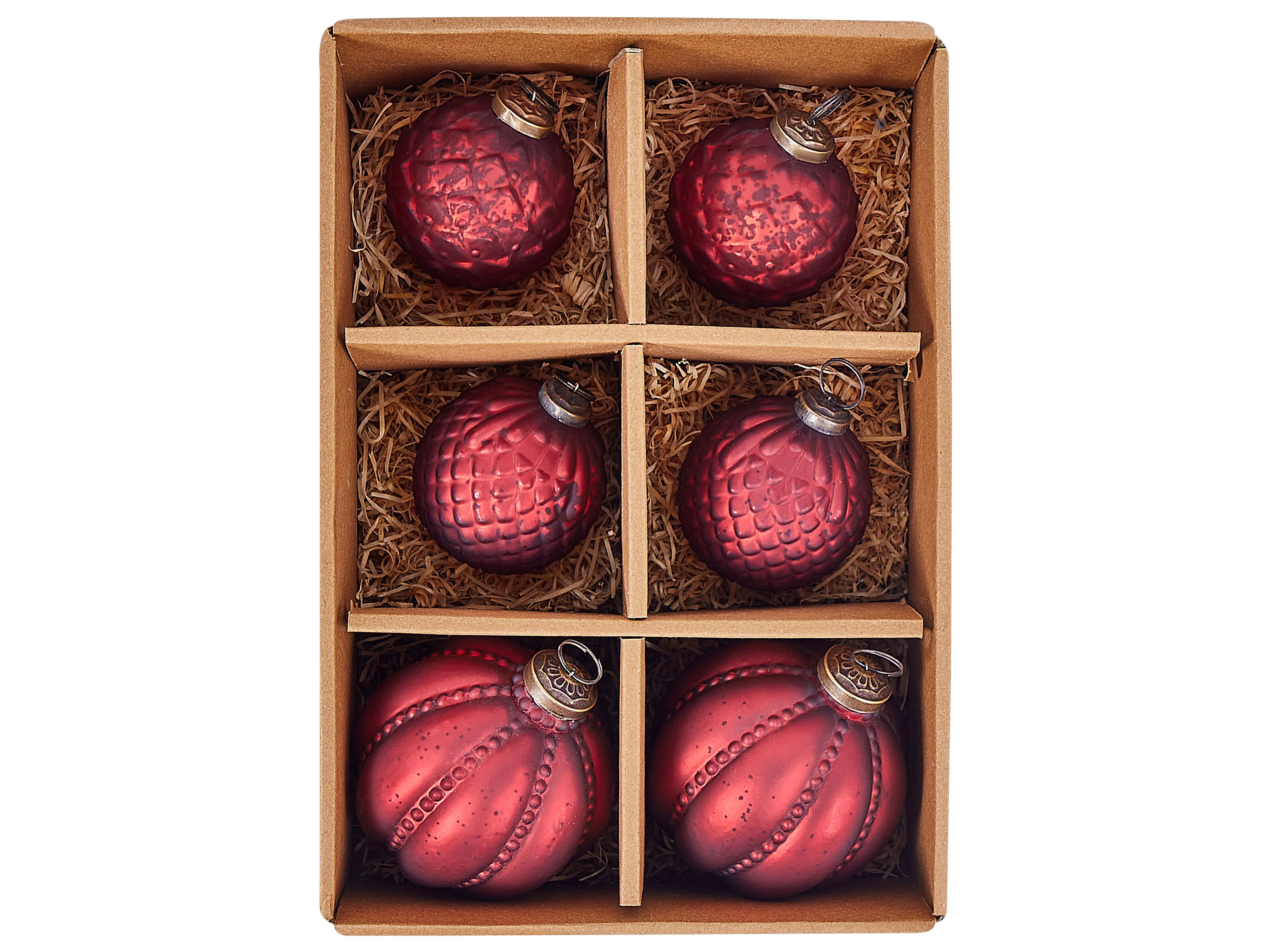 Set van 6 kerstballen ARGENTIN Glas Rood
