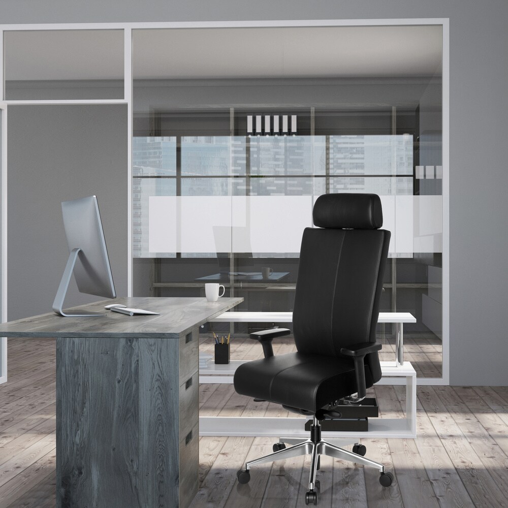Profi Bürostuhl PRO-TEC XXL Leder mit Armlehnen (höhenverstellbar) hjh OFFICE