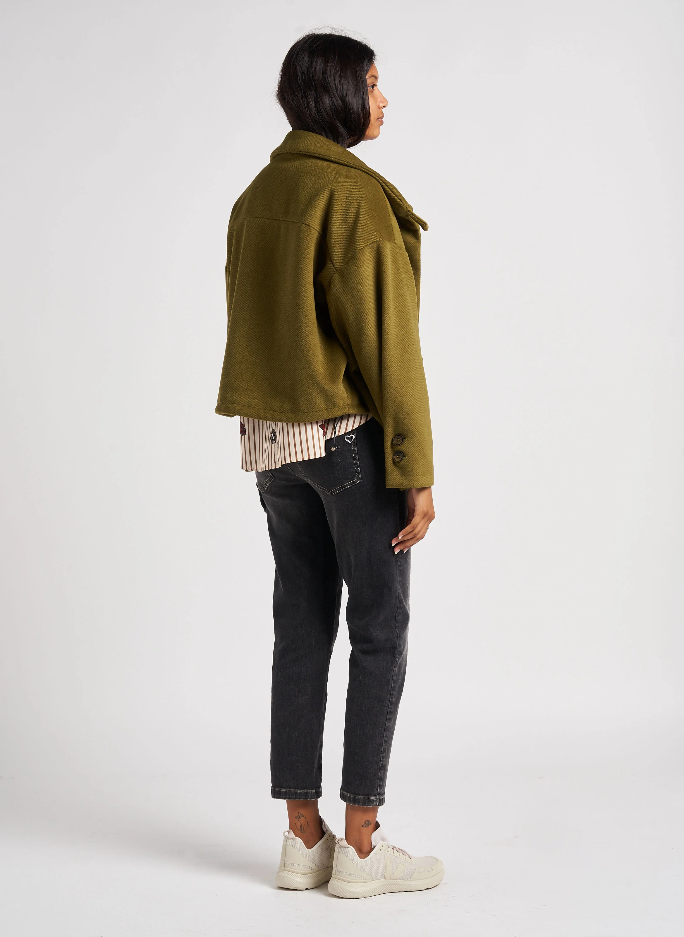 Veste oversize col montant| Kaki