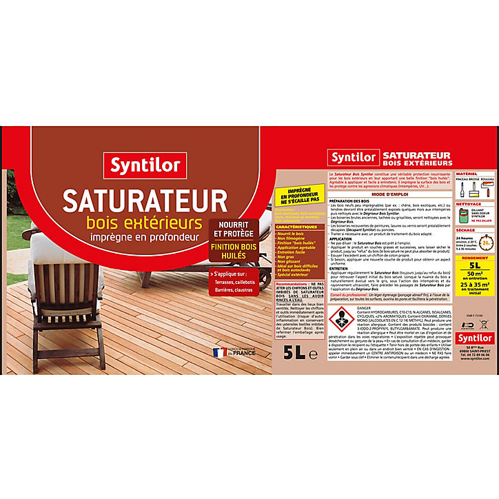Saturateur extérieur bois s incolore Syntilor 5L