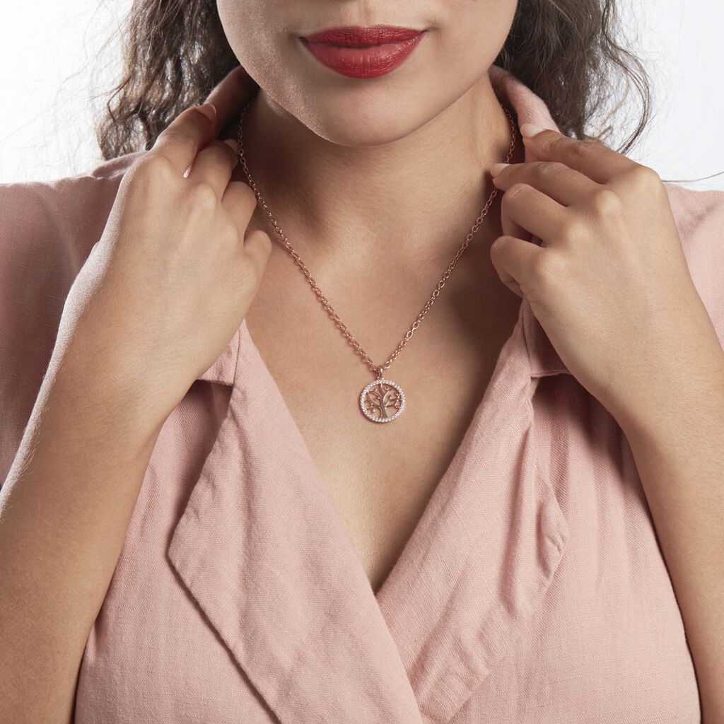 Collier Argent Rose Urcisse Oxydes De Zirconium