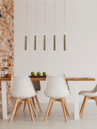 FABAS LUCE LED Balkenpendel PRADO 5-flg messingfarbig