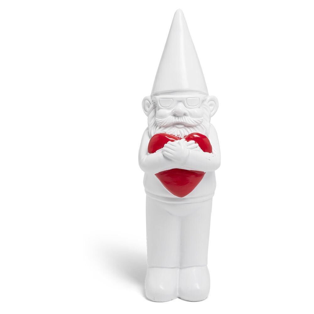 Nain coeur décoratif H35cm plastique blanc