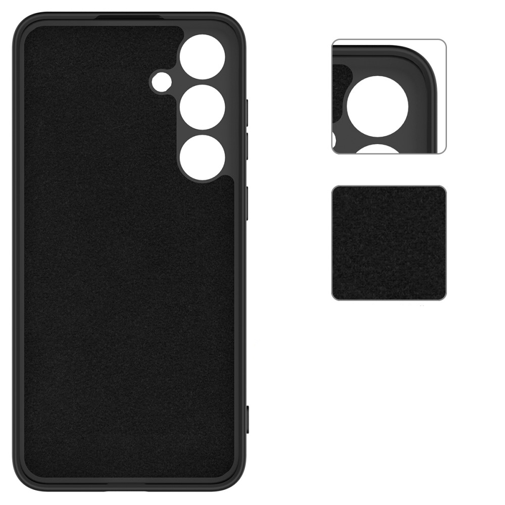Samsung Galaxy S24 Silikon Case Hülle mit Kameraschutz   Trageschlaufe - Schwarz