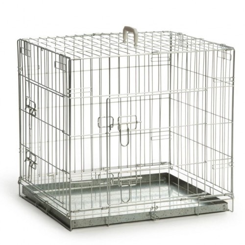 Gaiola galvanizada para cães, cor prata
