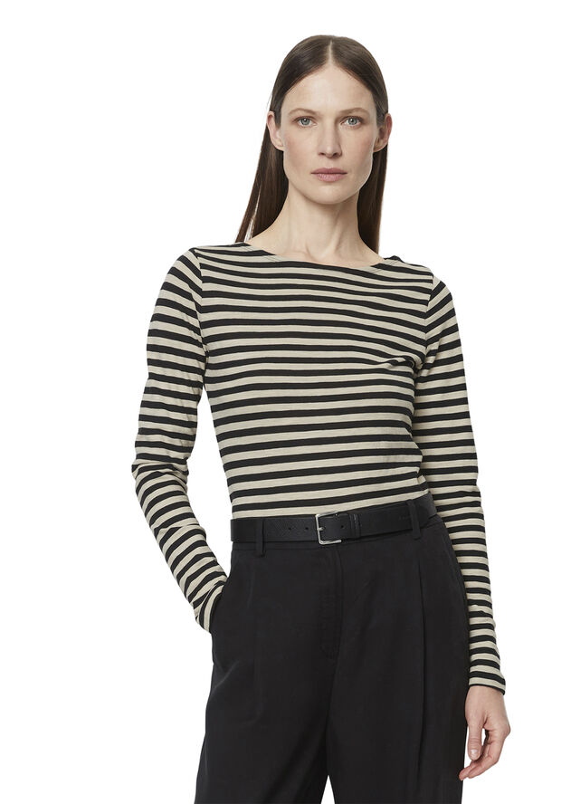 Marc O’Polo T-shirt, long sleeve, boat neck, st Multi/ black