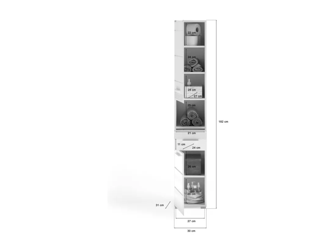 Colonne de salle de bain – Blanc laqué – KLEANKIN