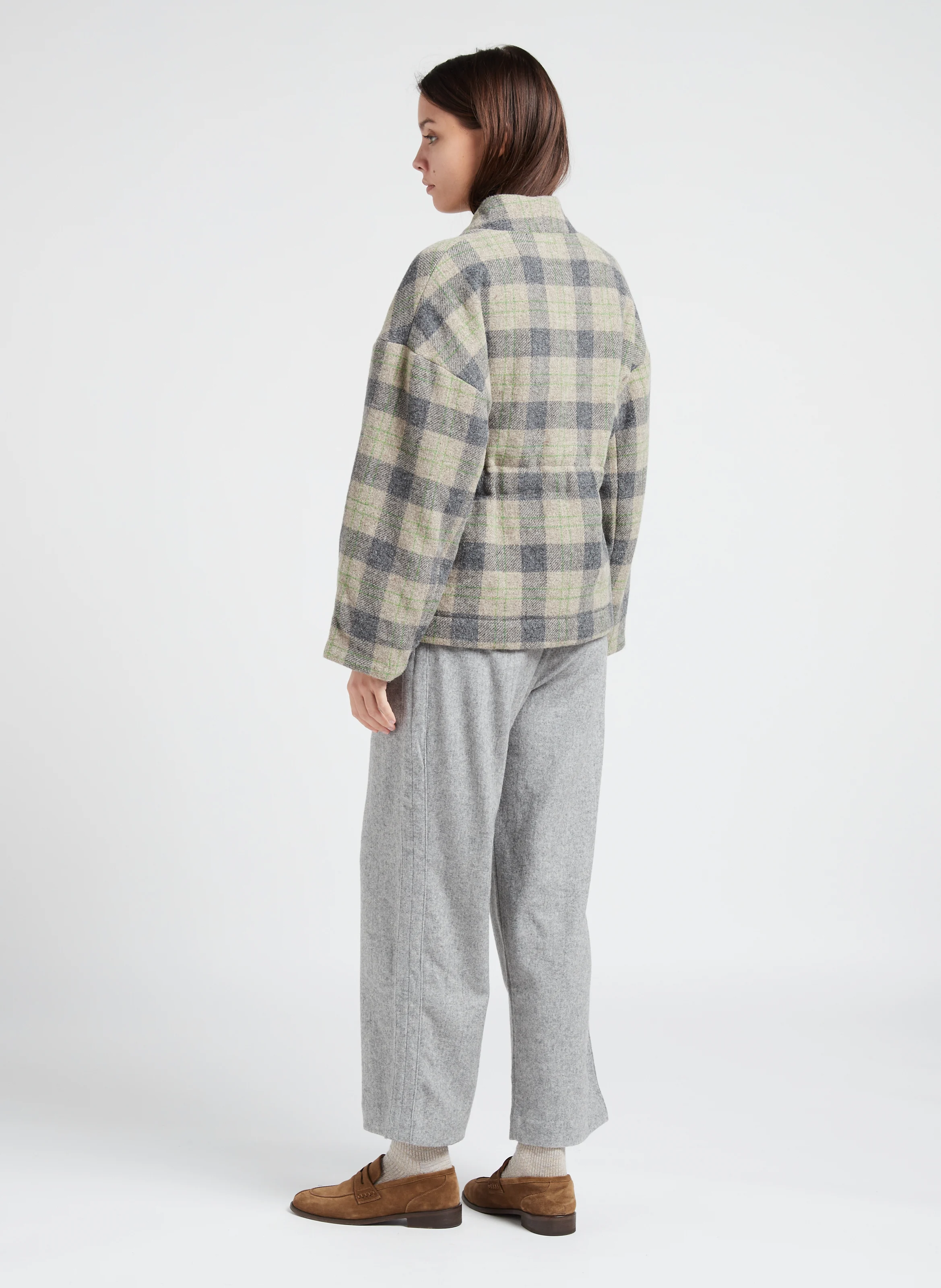 PENNY - Pantalon droit en flanelle de laine mélangée | Gris