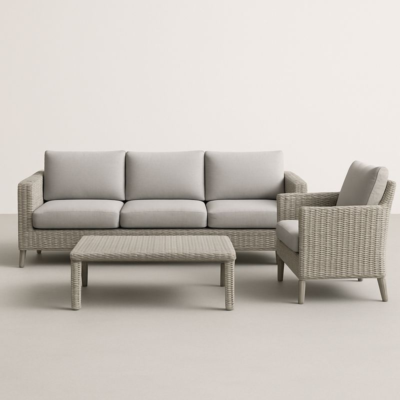 Gartenmöbel-Set aus Polyethylen-Rattan mit 3-Sitzer Sofa und Sessel Gr
