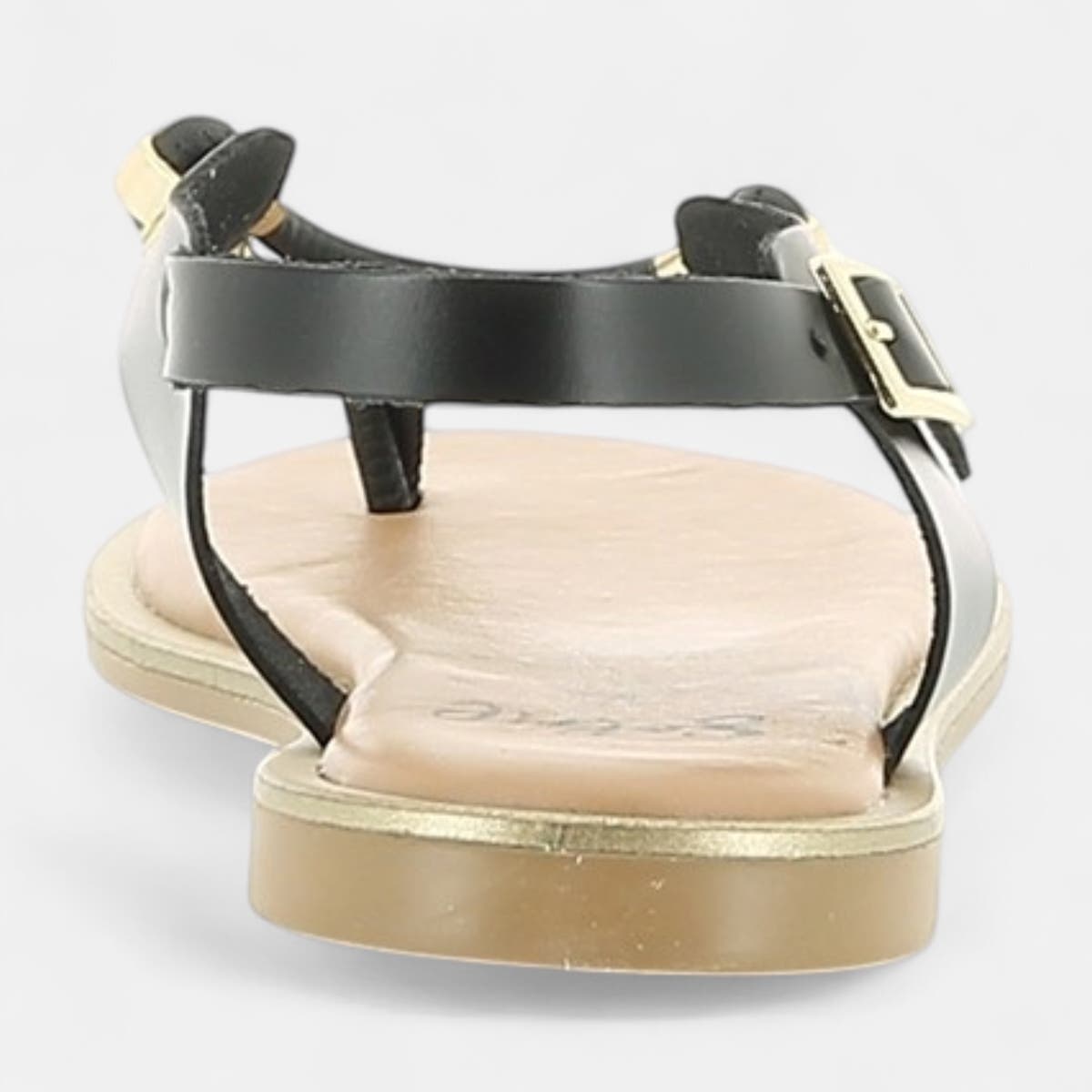 Nu-pieds Femme en cuir noir