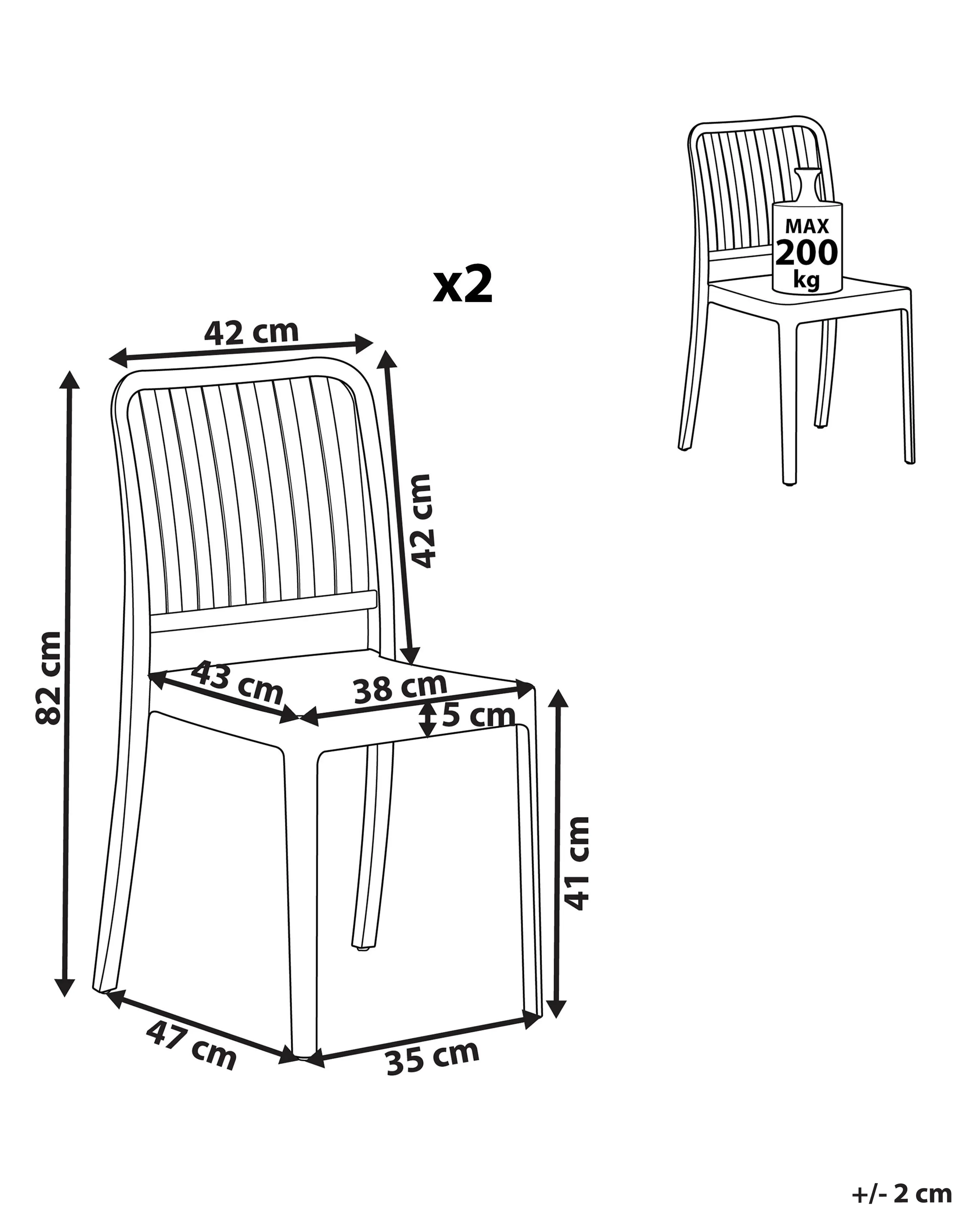 Set van 2 tuinstoelen SERSALE Synthetisch materiaal Blauw
