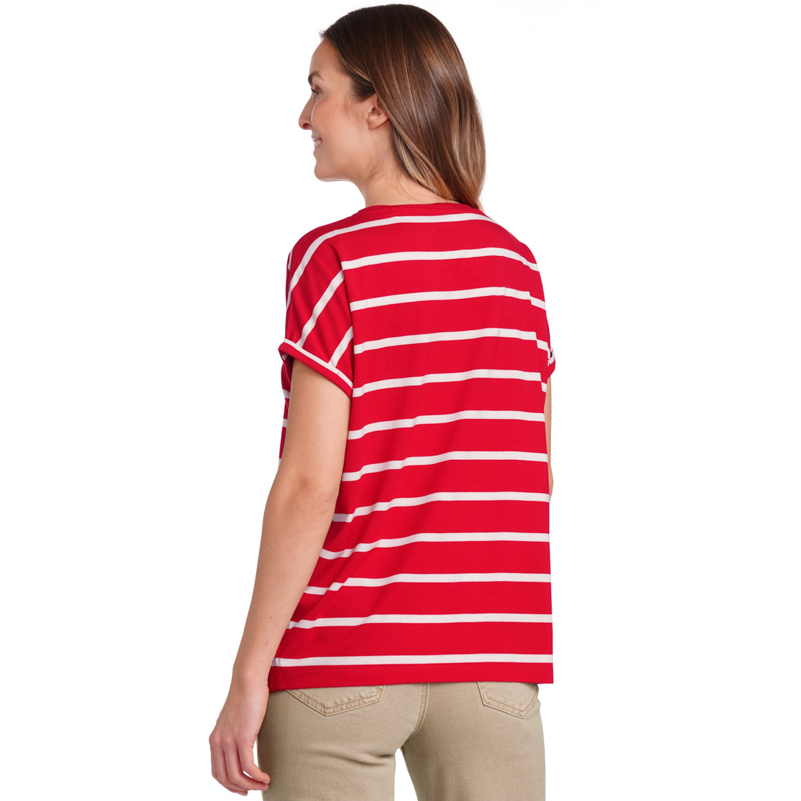 Gina Benotti Damen T-Shirt mit Streifen rot / weiss