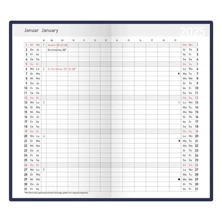 Idena Taschenplaner Classic 2025 – 8,7 x 15,3 cm, FSC® Mix, blau