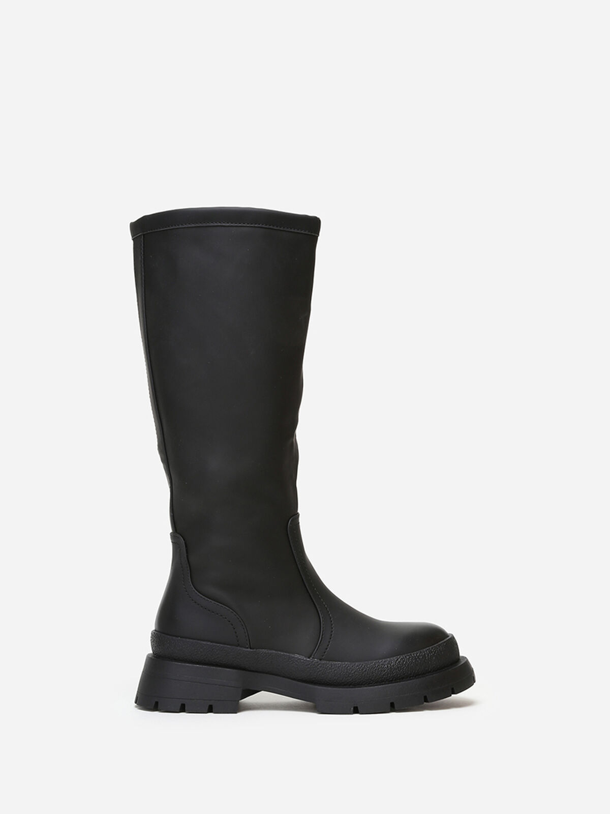 Bottes effet mat à semelle crantée- Noir