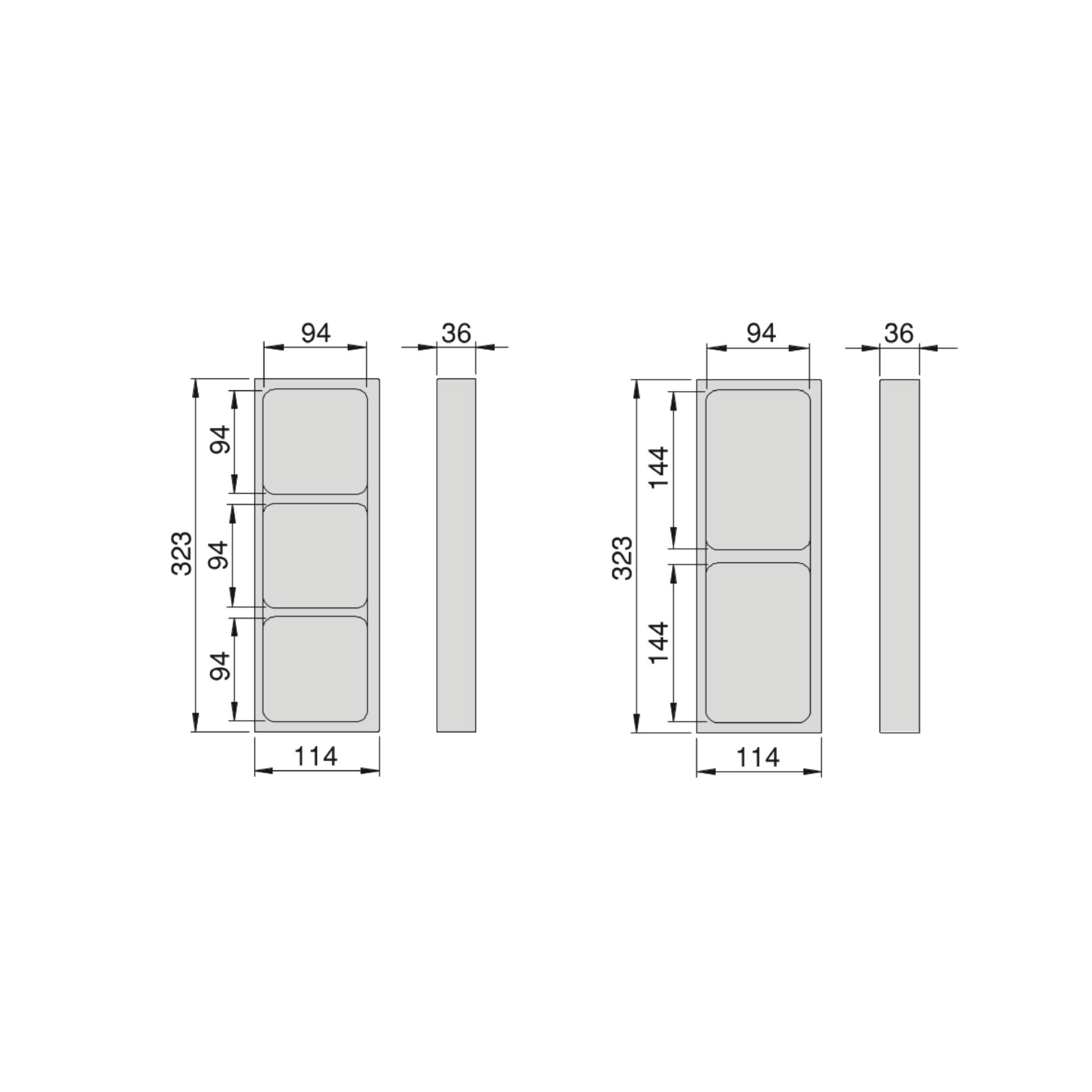 Sapho Lindo set van 2 organizers 11x32cm antraciet
