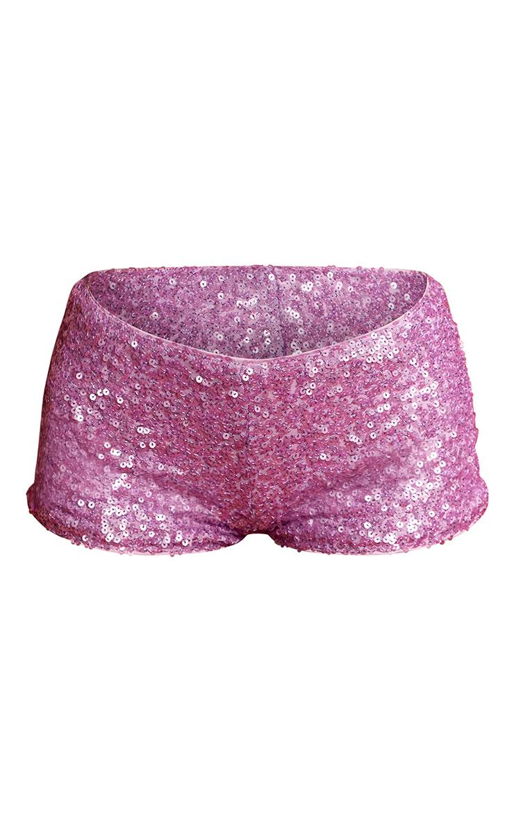 Lilas Ensemble Coordonné Top Court Et Short À Paillettes