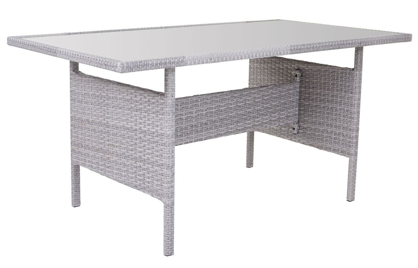 Poly-Rattan-Garnitur MCW-A29, Gartengarnitur Sitzgruppe Lounge-Esstisch-Set Sofa ~ hellgrau, Kissen creme + 2x Hocker