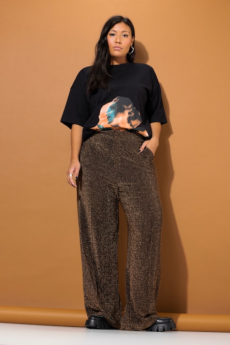 Hose, wide Legs, High Waist, Glitzer