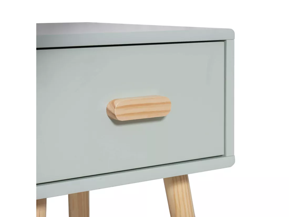 Table de chevet Mobili Rebecca Picea 44x35x35 MDF Pin Vert d'Eau Marron Scandinave Partiellement Assemblé
