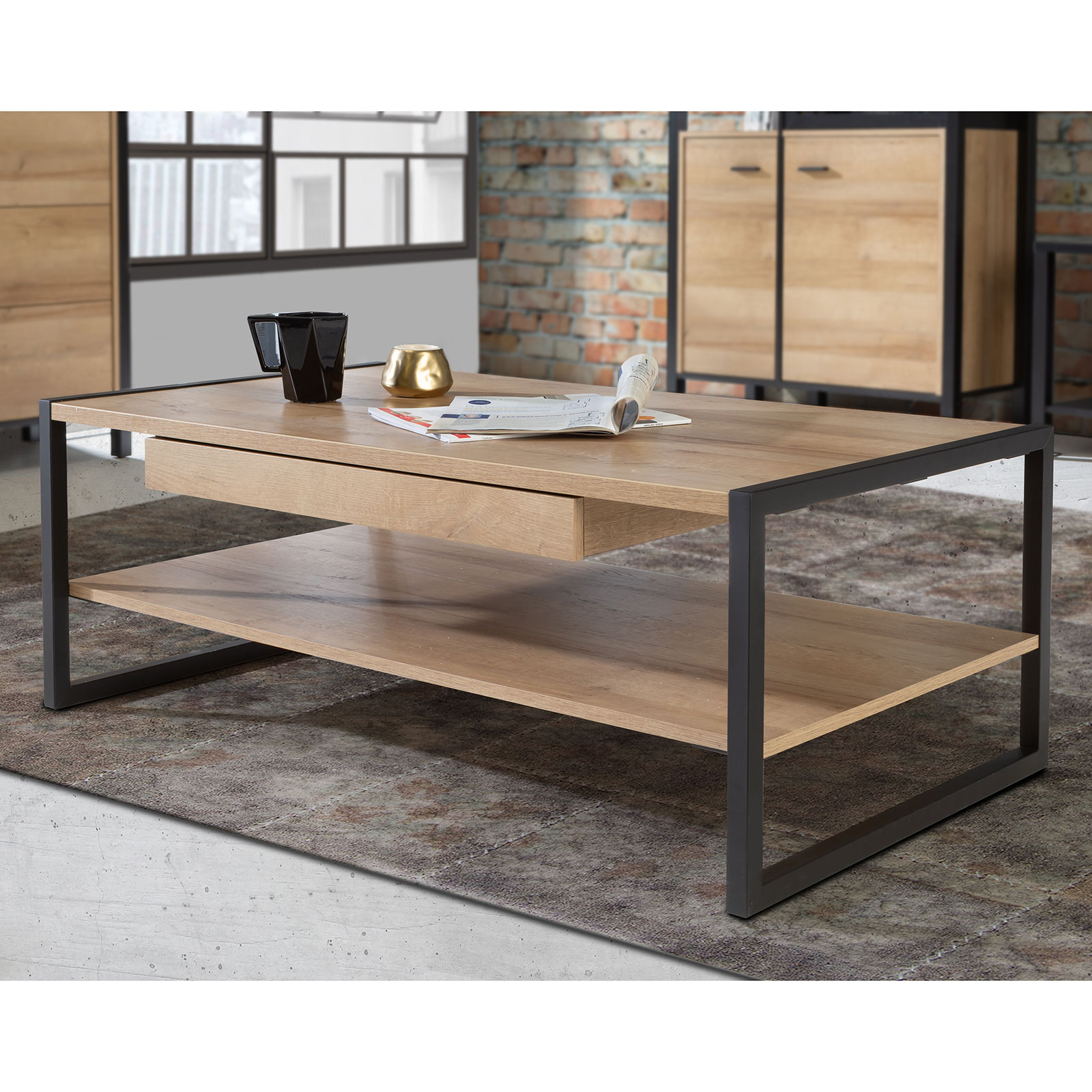 Couchtisch - Eiche schwarz - Riviera Eiche - 110 cm
