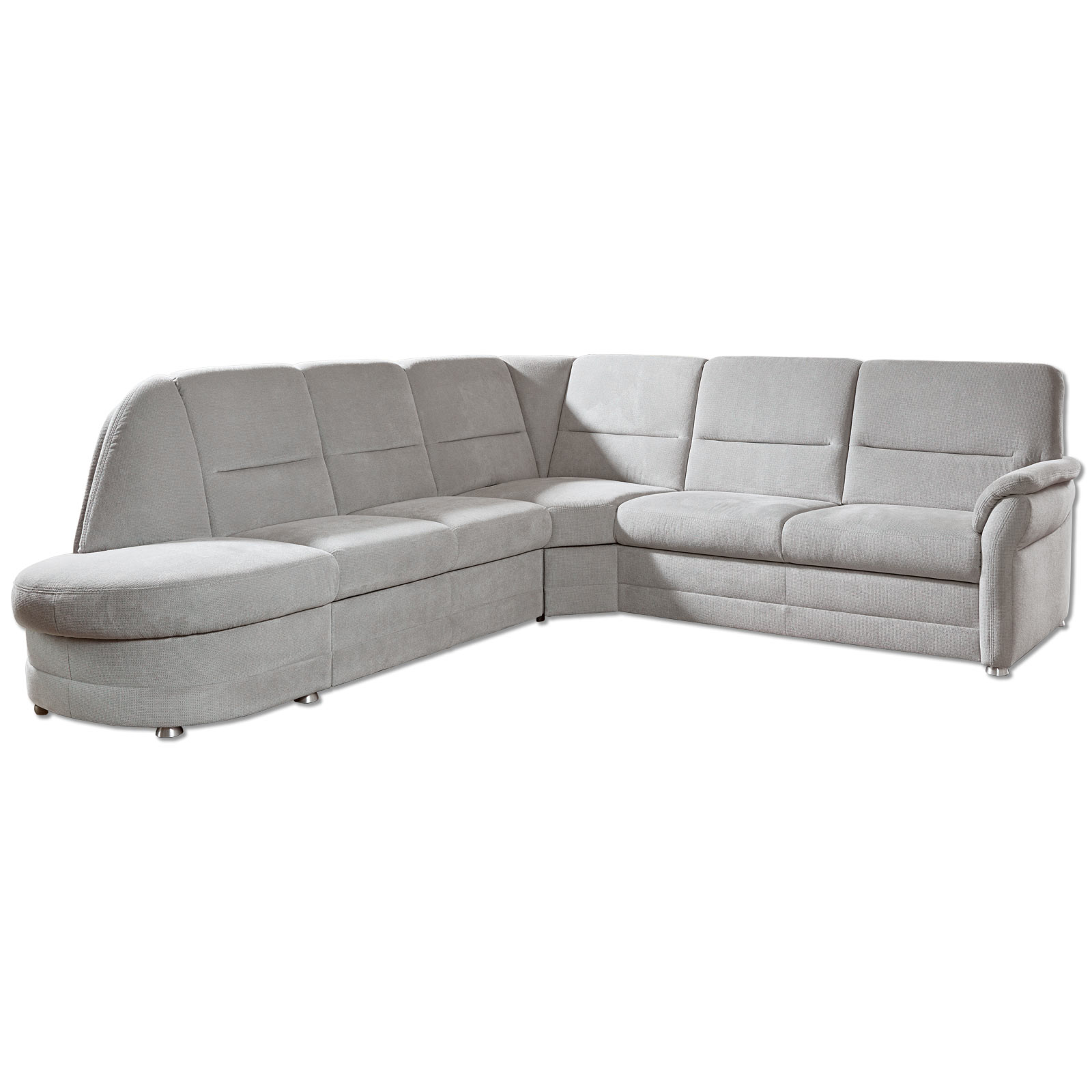 polsterpower Ecksofa - silber - Microchenille - Recamiere links
