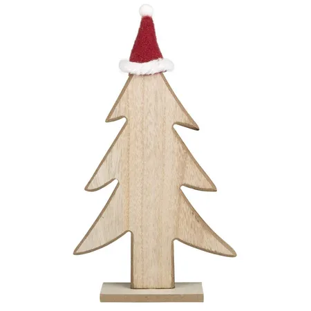 Idena Tannenbaum aus Holz mit Santa Mütze, ca. 32 x 18 x 5 cm