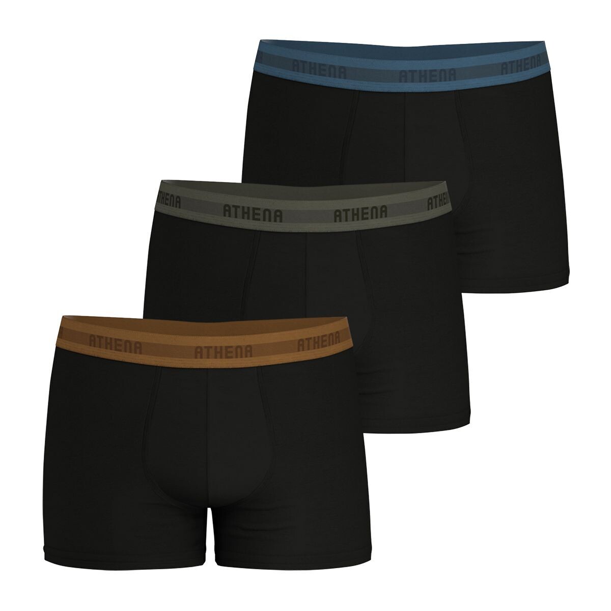 ATHENA<br>Conjunto de 3 cuecas boxer confortáveis em algodão elástico