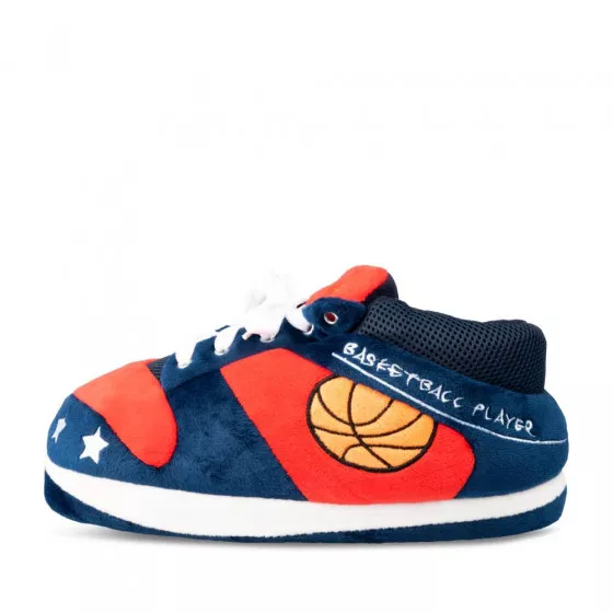 Chaussons peluche basketball BLEU DENIM SIDE