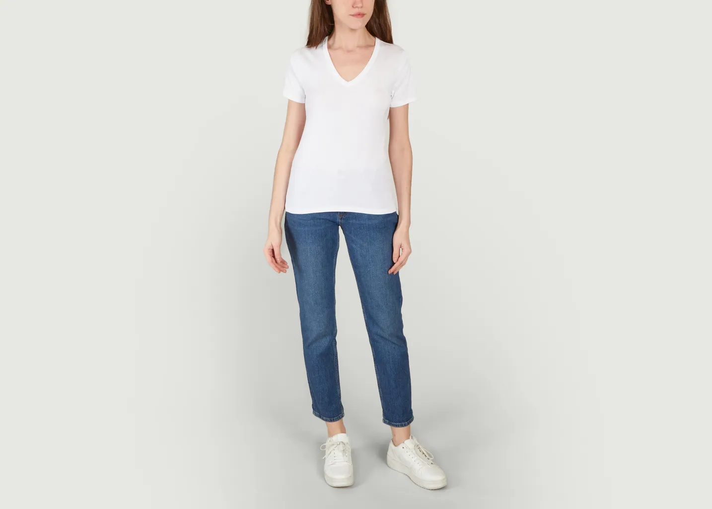 T-shirt col V en coton bio Petit Bateau