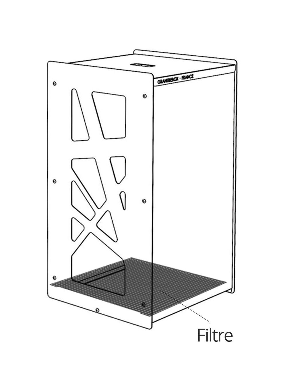 Filtre à poussière pour rangement à granulés de bois granulebox 55Kg