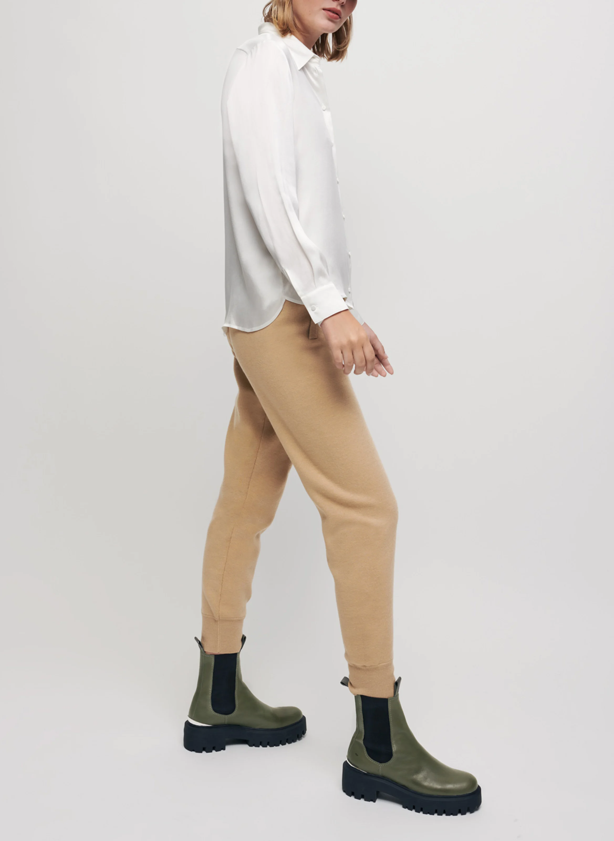Chemise col classique en soie | Blanc