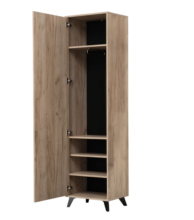 INOSIGN Garderobenschrank »Umbria, Kleiderschrank, Stauraumschrank, Flurschrank, Höhe 192 cm« in Grau Eiche, mit einer Kleiderstange, mit schwarzen Beinen