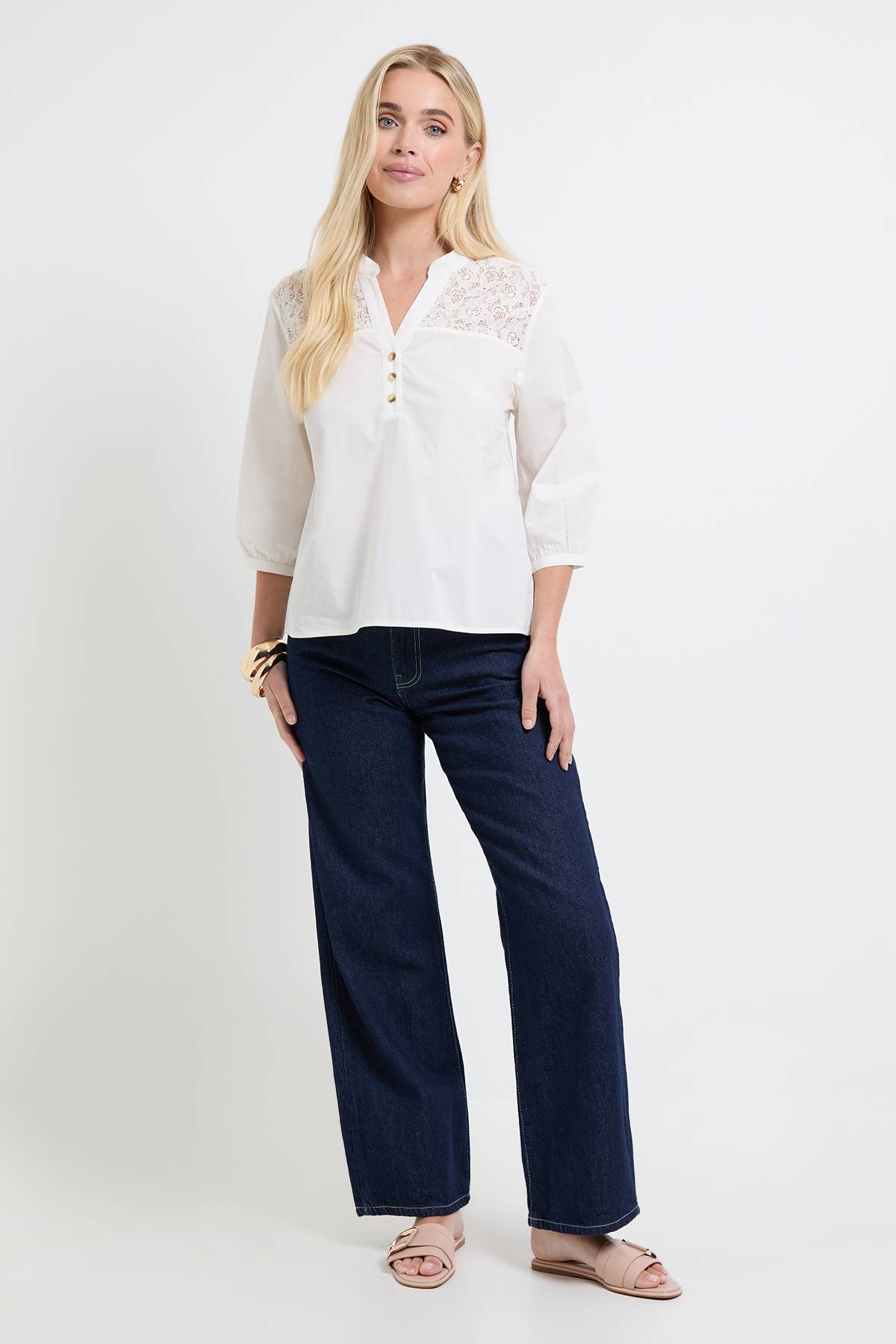 Wallis Chemise En Coton Avec Détail En Dentelle Petite