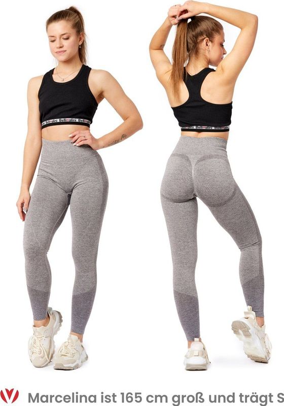 Bellivalini - BLV-BLV50-254-LE - Dames Leggings - Donker Grijs Gemêleerd - Push Up - High Waist - Sportbroek - Lang