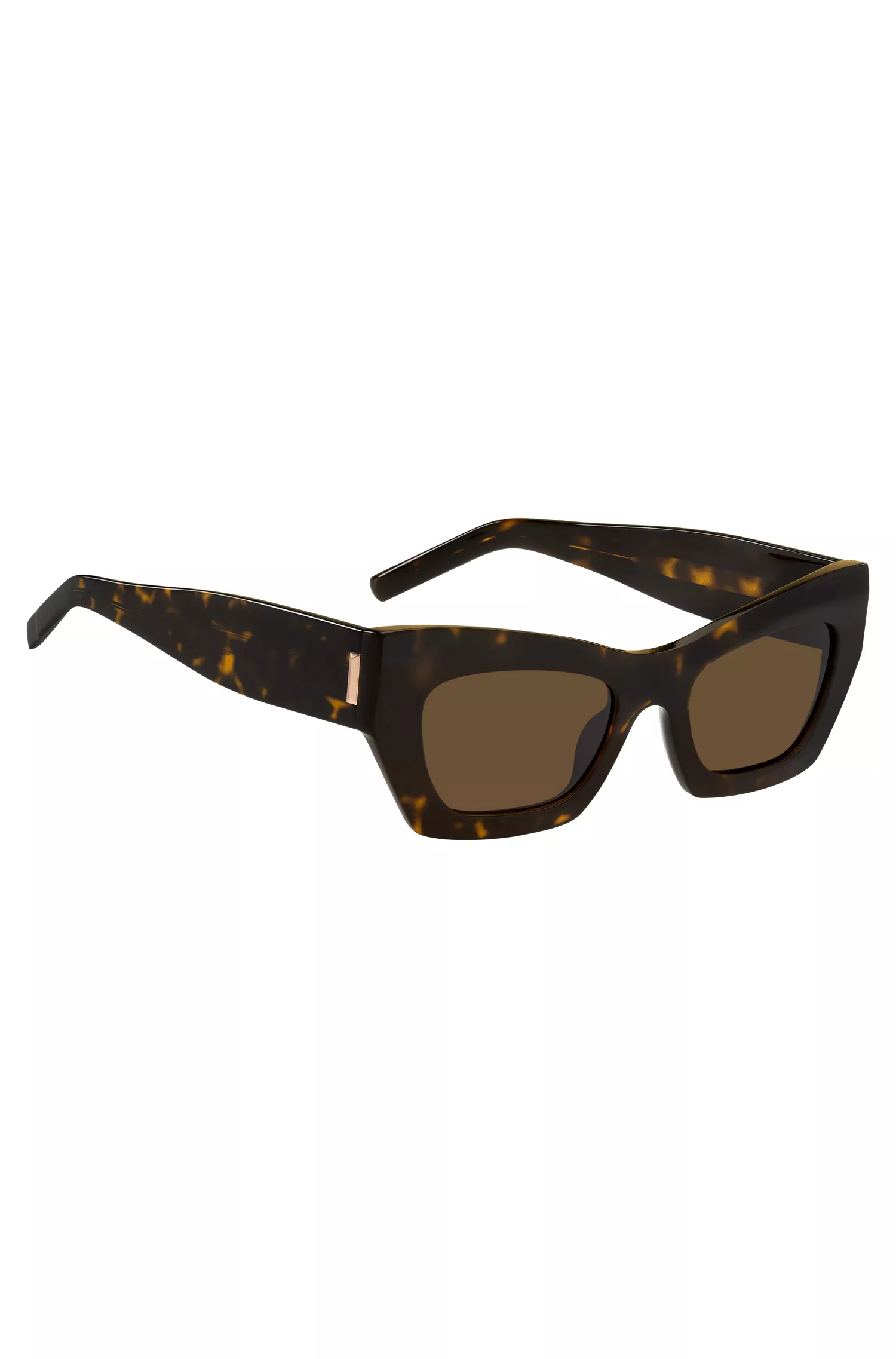 Óculos de sol BOSS em acetato preto Havana com detalhes exclusivos.