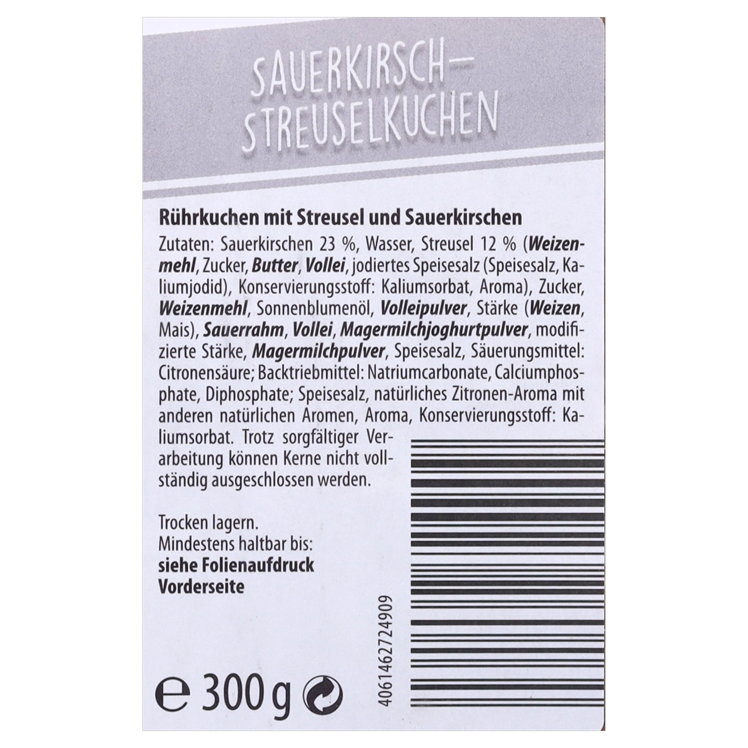 GUTES VOM BÄCKER Streuselkuchen, Sauerkirsche 300g