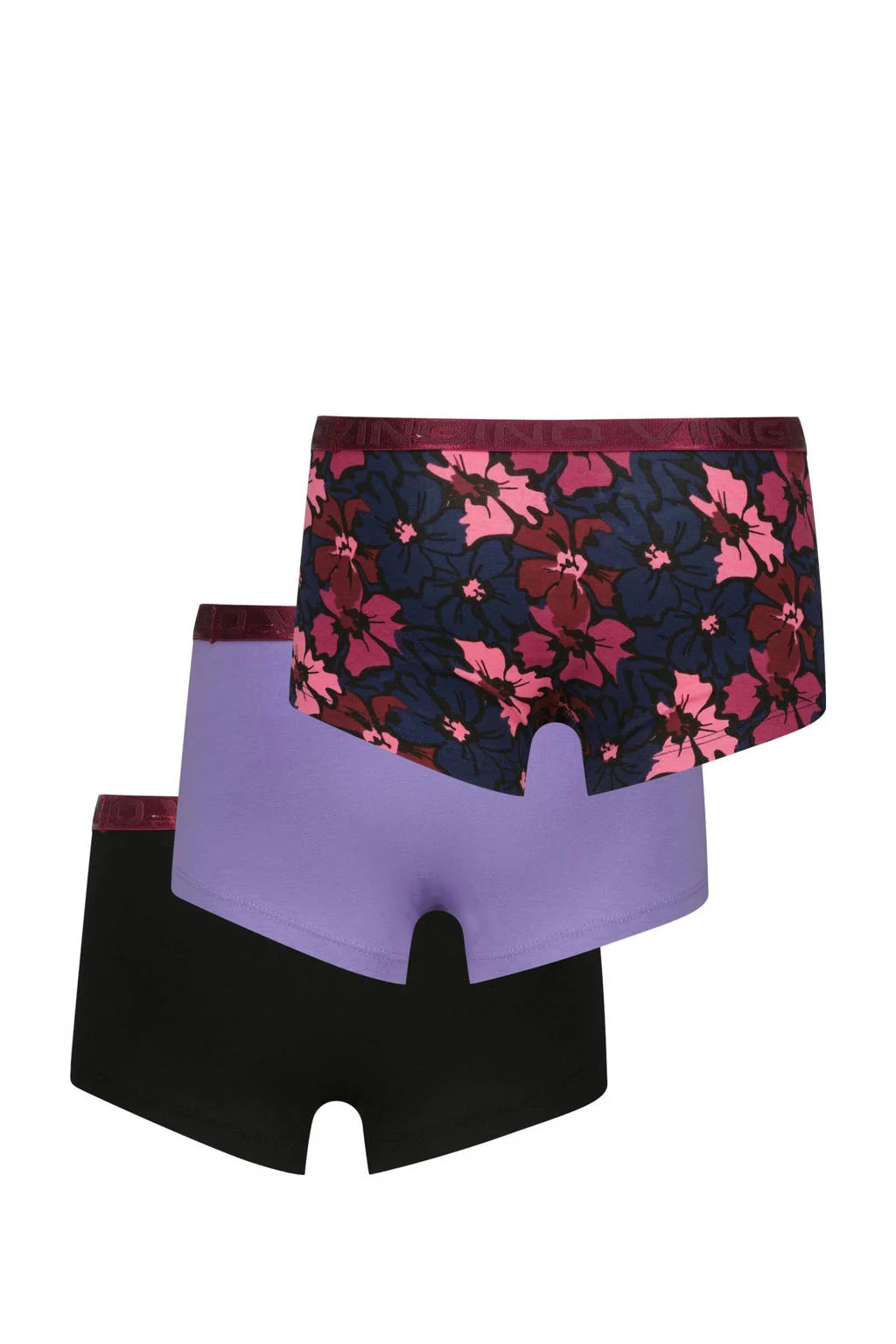 Vingino boxershort - set van 3 zwart/paars/roze