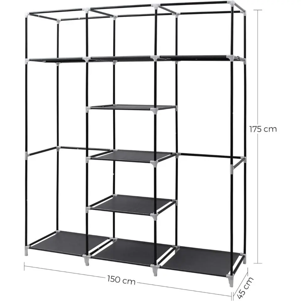 Kledingkast - XXL- Zwart - 175x150x45cm