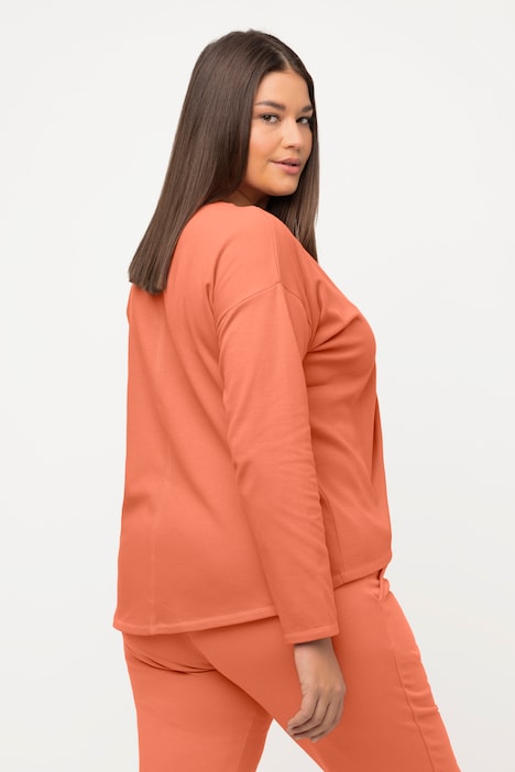 Yoga-Shirt, drapiert, V-Ausschnitt, Langarm, Biobaumwolle