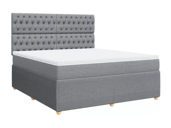Sommier à lattes de lit avec matelas Gris clair 180x200cm Tissu