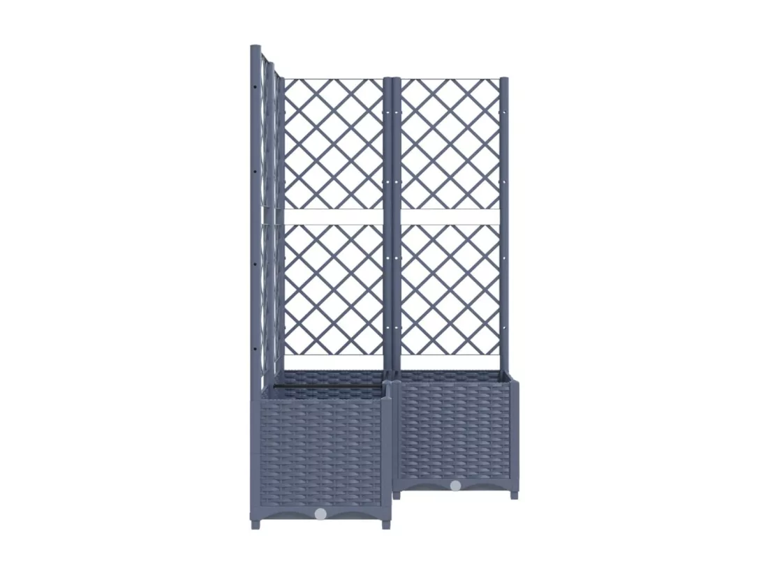 Jardinière avec treillis Gris foncé 80x80x136 cm PP