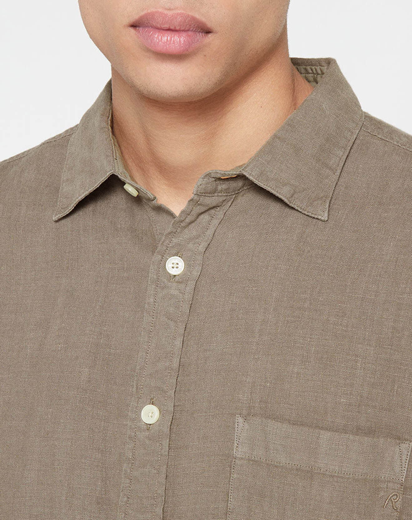 Replay Chemise 100% Lin Regular Fit marron