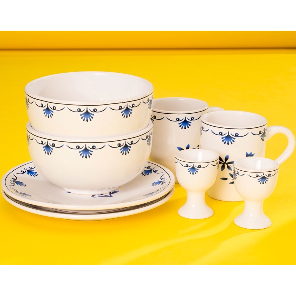 Ensemble petit déjeuner bleu